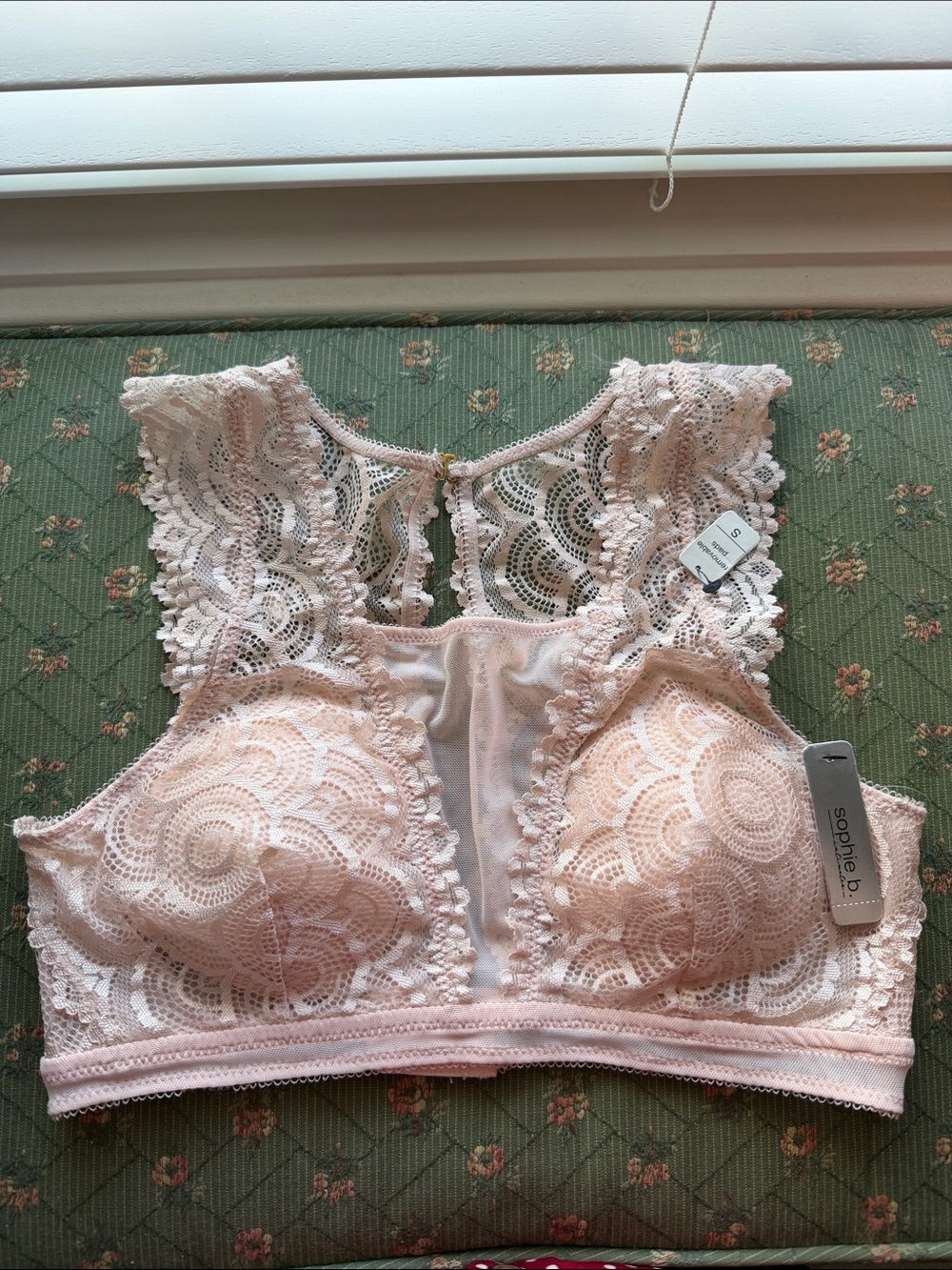 sophie b. Soft Pink Lace Bralette with High Neck